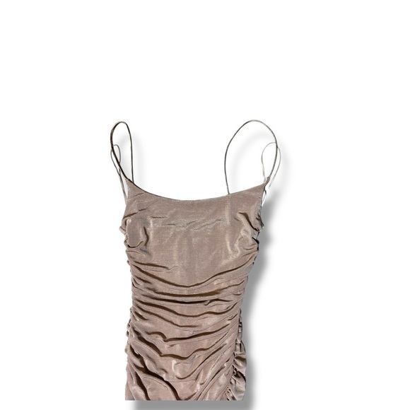 MISHA COLLECTION Women's Tan Copper Faith Ruched Midi Dress Size 4 - Picture 3 of 9